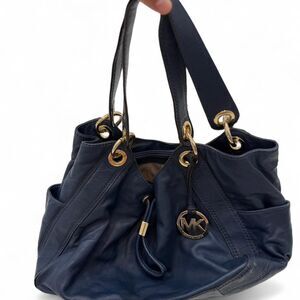 Michael Kors Navy Blue Lambskin Ludlow Shoulder purse